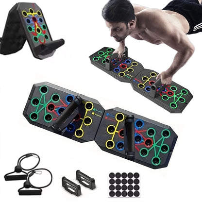 2-1 Multifunctional Folding Push up Board, Portable Folding 28 in 1 Home and Gym Exercise Equipment, Suitable for Chest and Back Exercises, Fitness Strength Training Stand