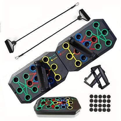 2-1 Multifunctional Folding Push up Board, Portable Folding 28 in 1 Home and Gym Exercise Equipment, Suitable for Chest and Back Exercises, Fitness Strength Training Stand