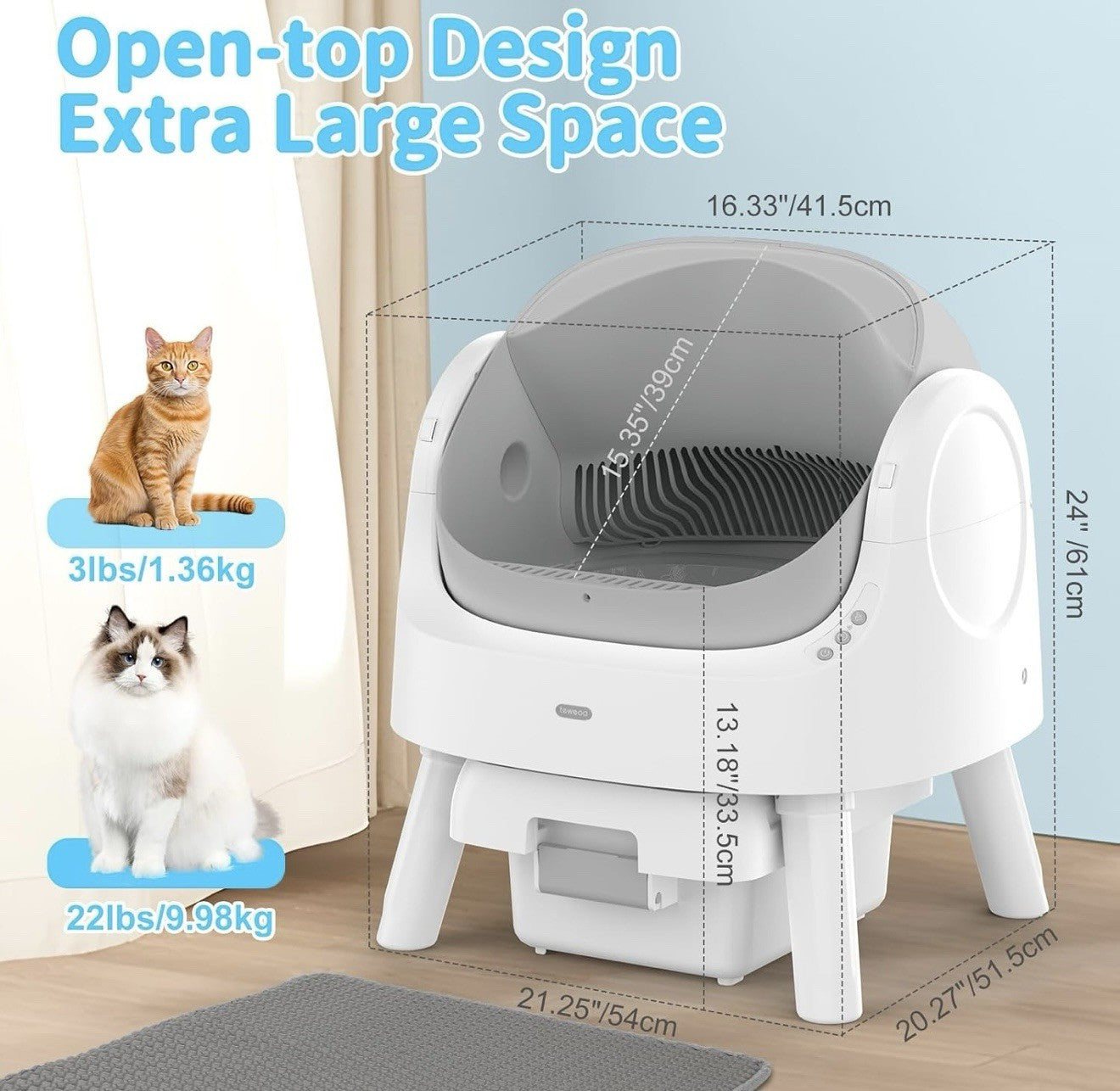 Autoscooper 11 Self-Cleaning Automatic Cat Litter Box, with Open-Top Design
